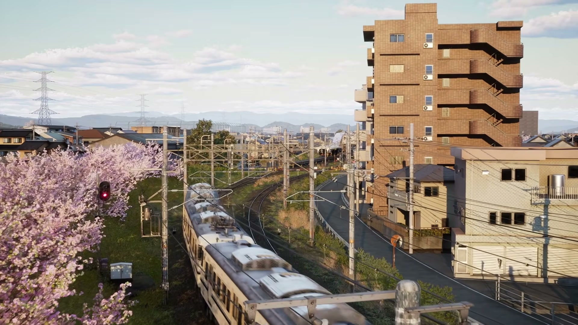 海岸線を走る列車の実写級グラフィック